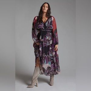 Anthropologie Let Me Be Floral Midi Dress